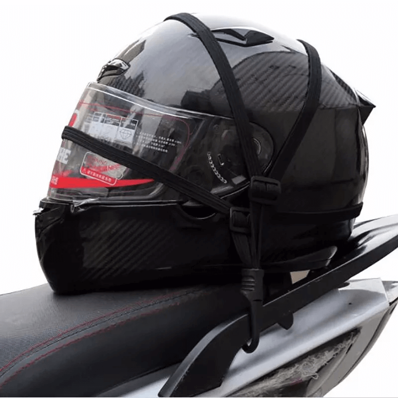 Retractable elastic straps with hooks for luggage and helmet--pack of two