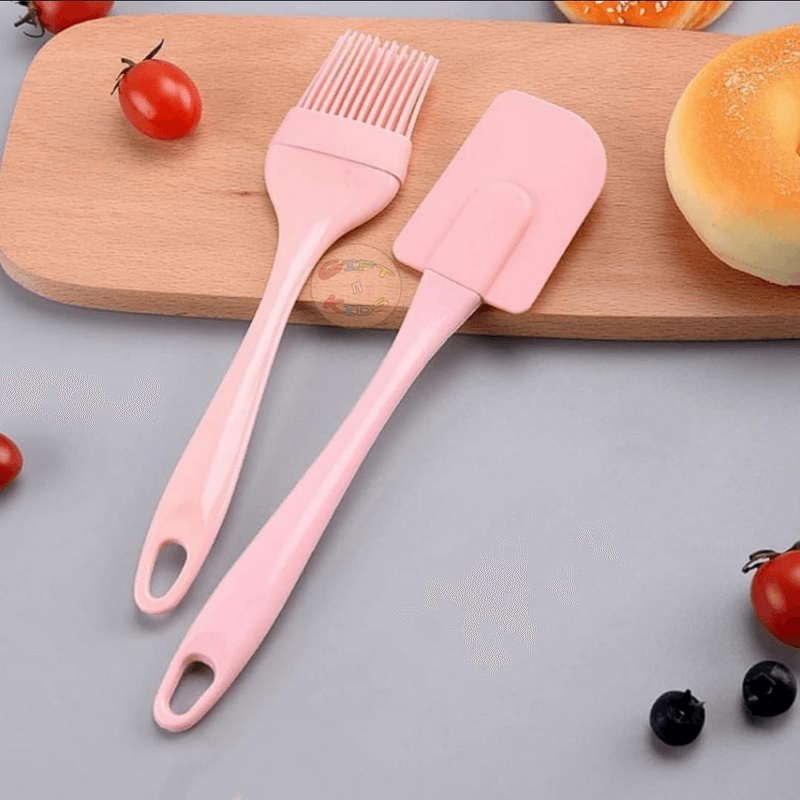 Silicone cream spatula & oil brush set