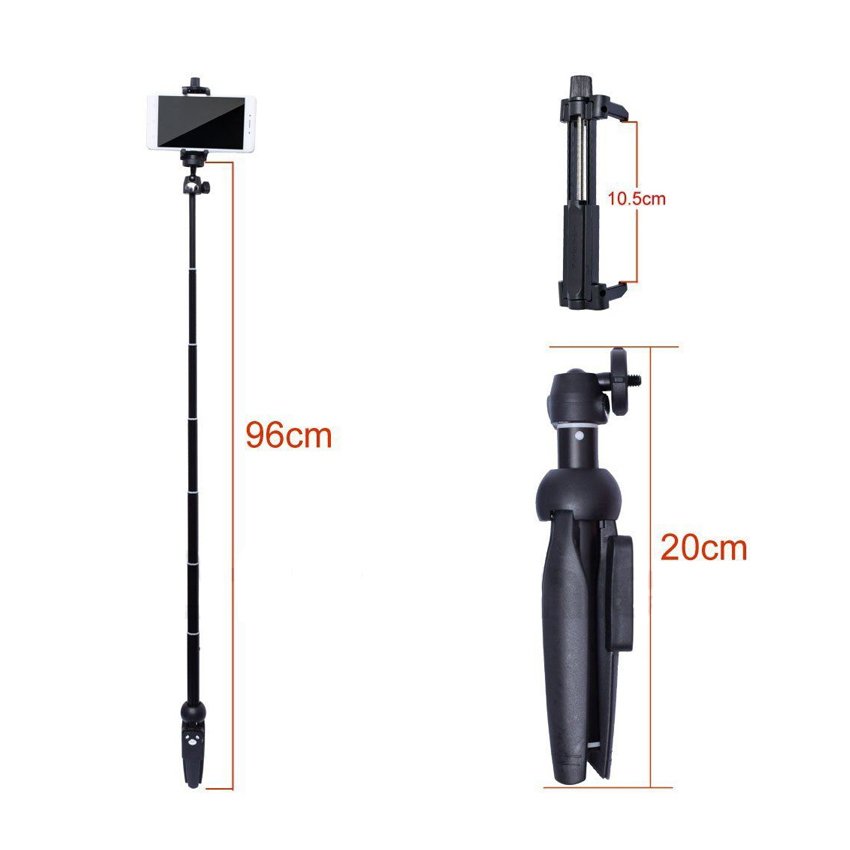 Yunteng tripod selfie stick with phone holder + controller