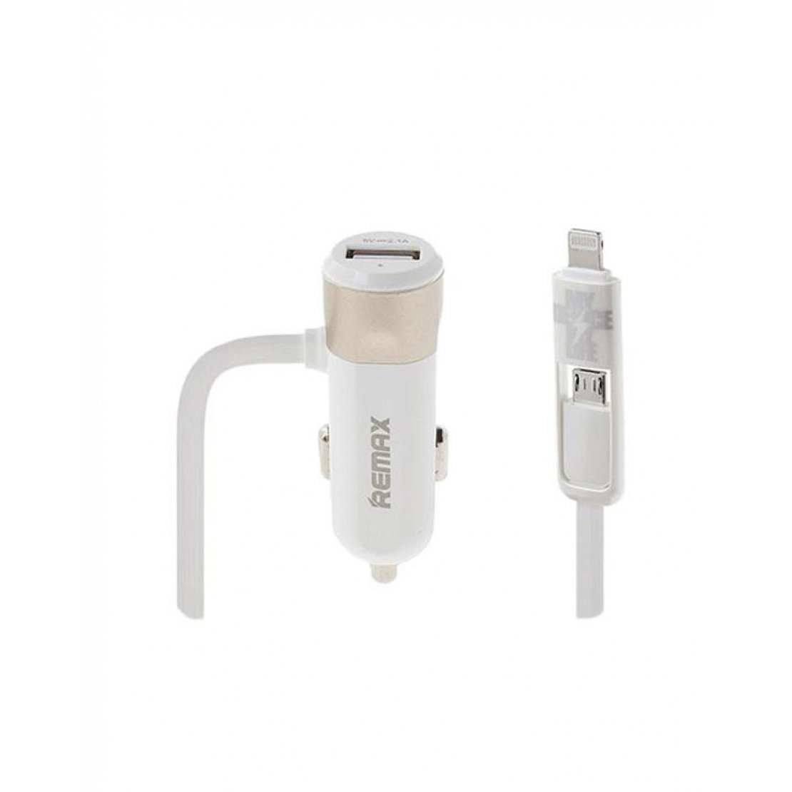 Remax fast 8 3.4a single usb car charger with 2in1 cable
