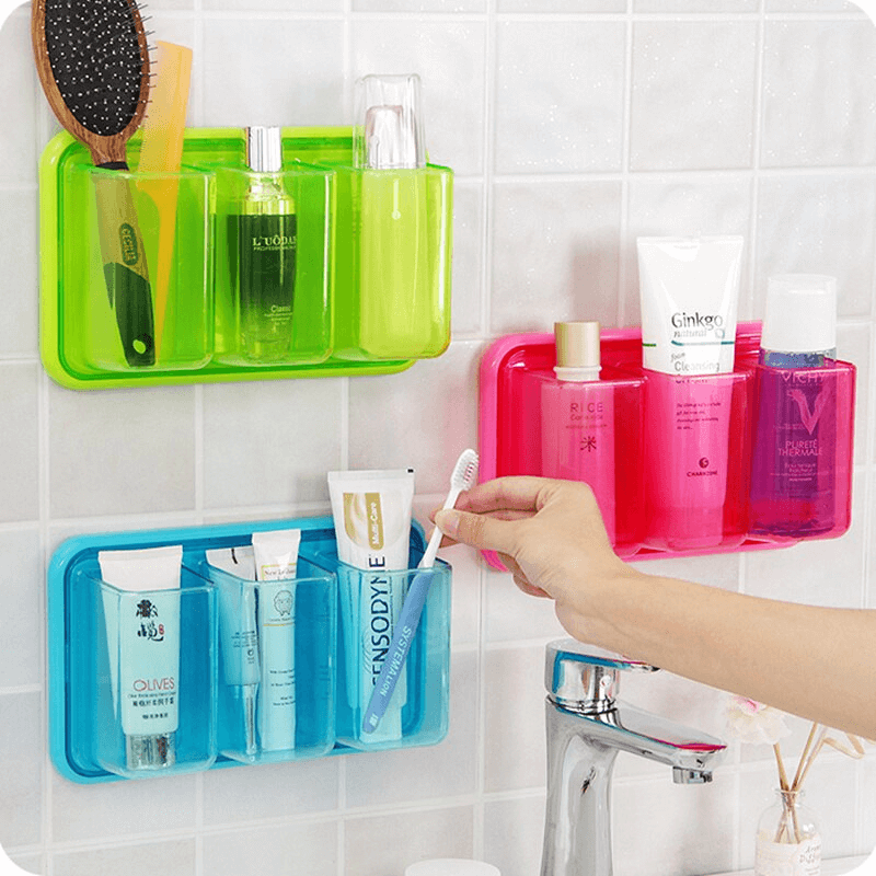 Plastic self-adhesive wall shelf
