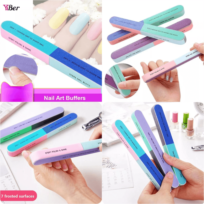 Pack of 3 finger nail files double sided manicure tools kit buffers grit