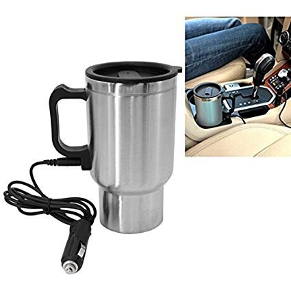 Heated stainless steel car coffee mug with charger & usb