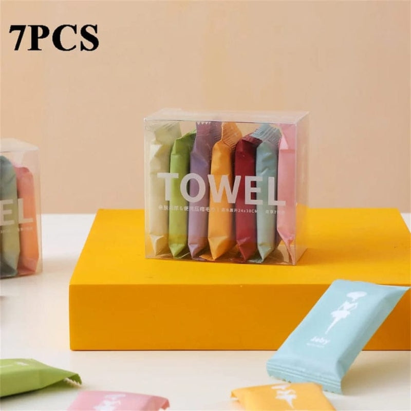 7 pcs portable washable reusable compressed towel tablets - Prozone