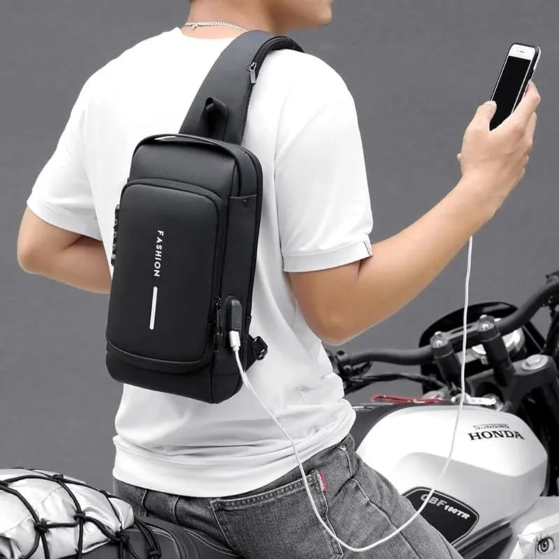 Men's anti-theft waterproof crossbody usb port with num lock - Prozone