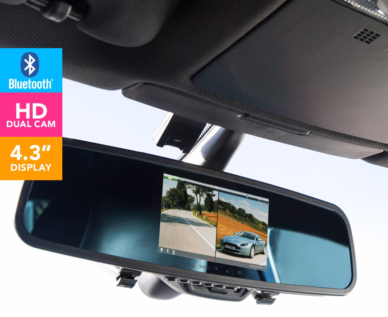 Full hd 1080p dual cameras on rearview mirror