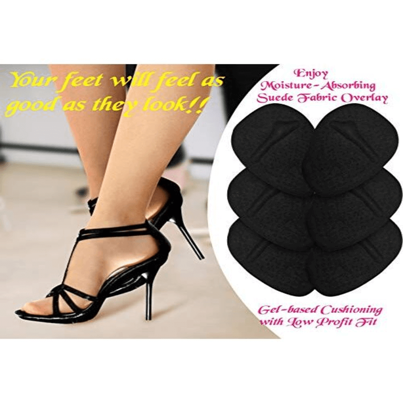 2 pair women shoes half cushion foot insoles pads pain relief pad - black