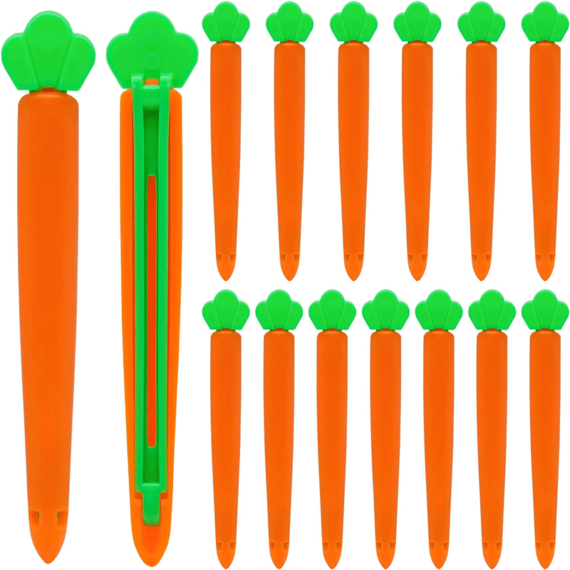 Cute carrot shape food bag sealing clips pack of 15