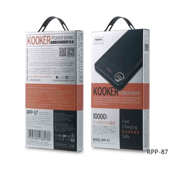 Remax kooker powerbank 10000mah rpp-87-black
