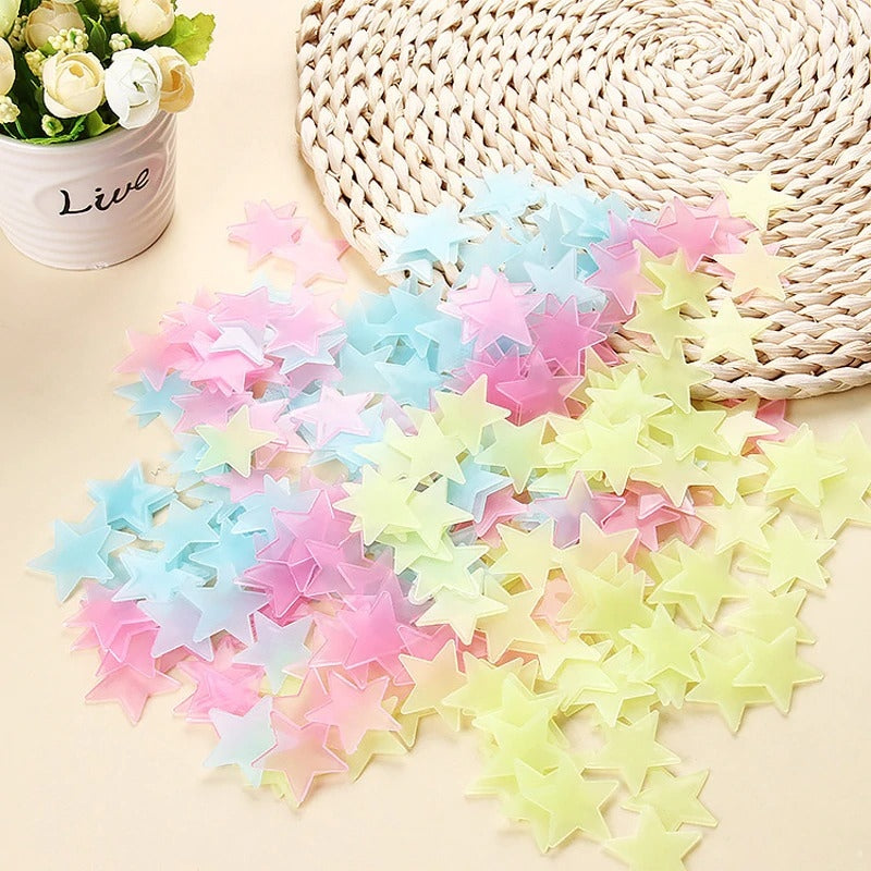 100pcs/stars luminous fluorescent 3d wall stickers - Prozone