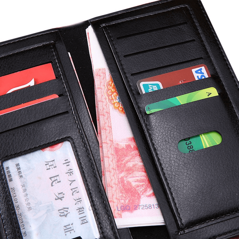 Luxury men utra-thin long wallet woven pattern