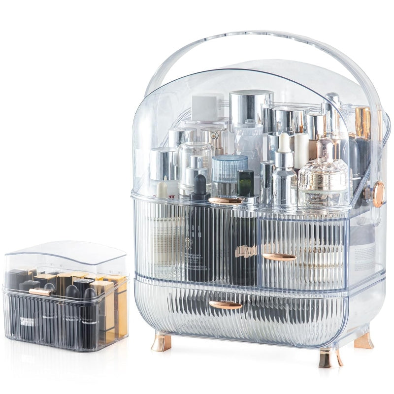 Cosmetic storage box including golden handle. - Prozone