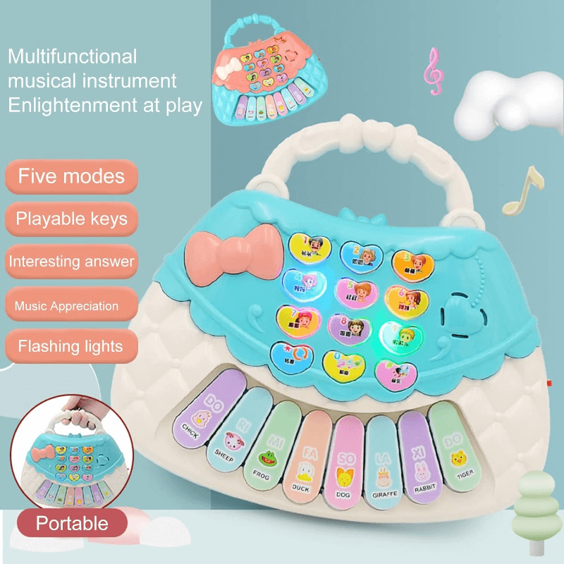 Multifunctional portable music piano with five modes and flashing lights