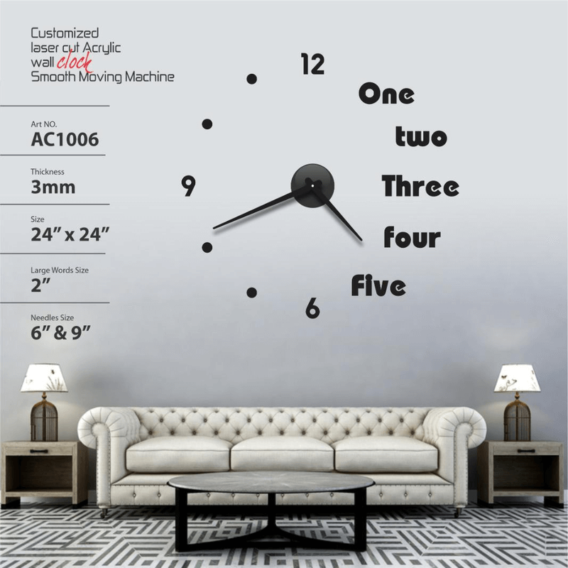 3d acrylic wall clock home decoration number and alphabetic