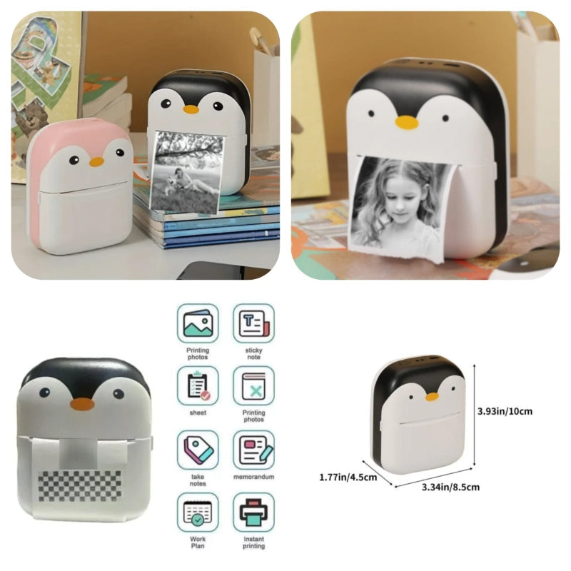 Penguin design rechargeable portable mini printer - Prozone