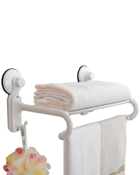 Towel shelf magic suction cup - white