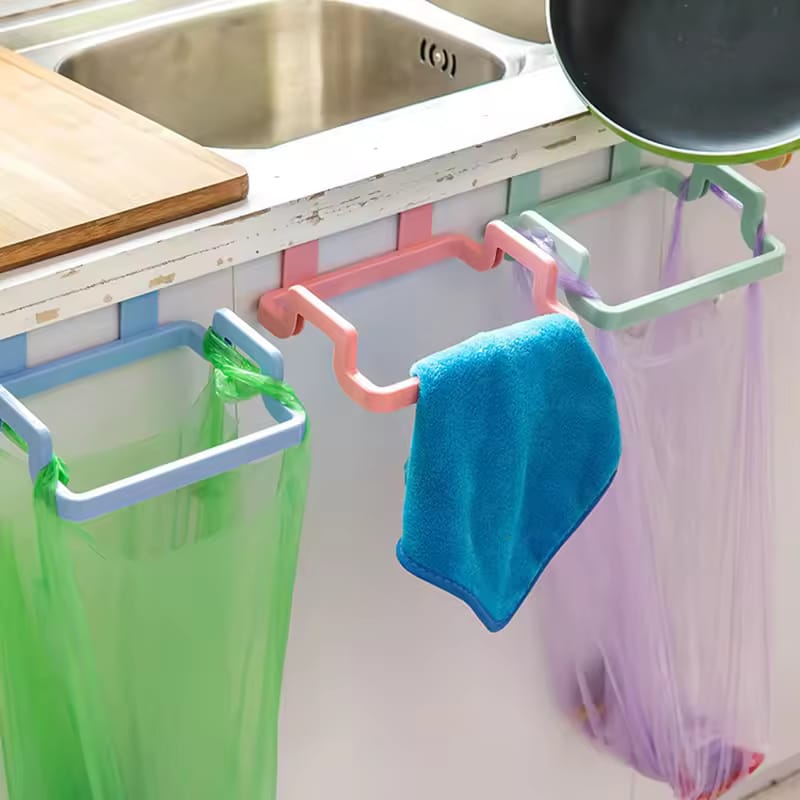 Kitchen cabinet hanging trash rack towel storage plastic - Prozone