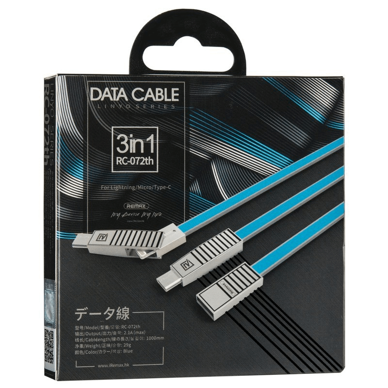 Remax 3 in 1 usb data and charger cable rc-072th usb charging cable