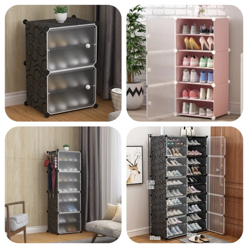 Multilayer door portable plastic shoe cabinet - Prozone