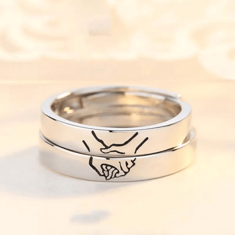 Holding hands couple ring set