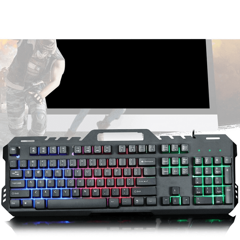 Gt-5 metal back light gaming keyboard rainbow backlight suspended key press