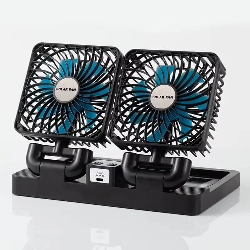 Solar rechargeable dual fan - Prozone