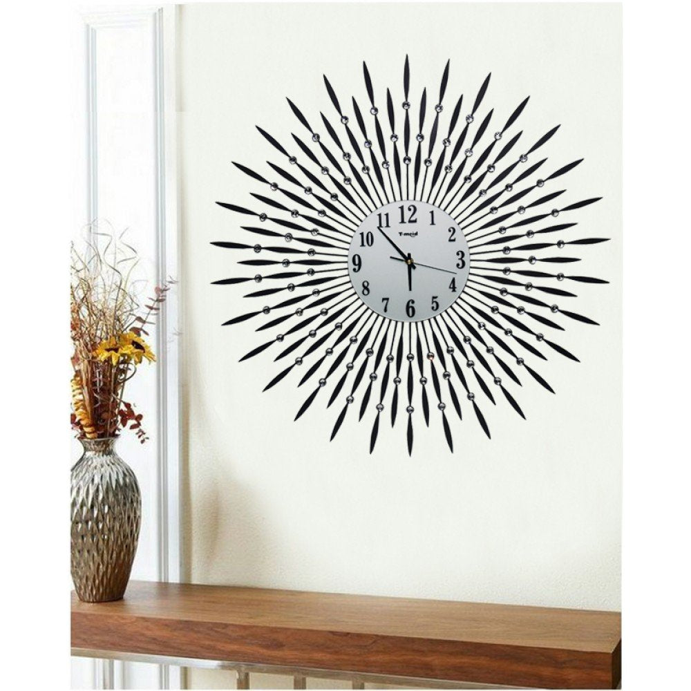 Diamante spiral wall clock sunshine shape
