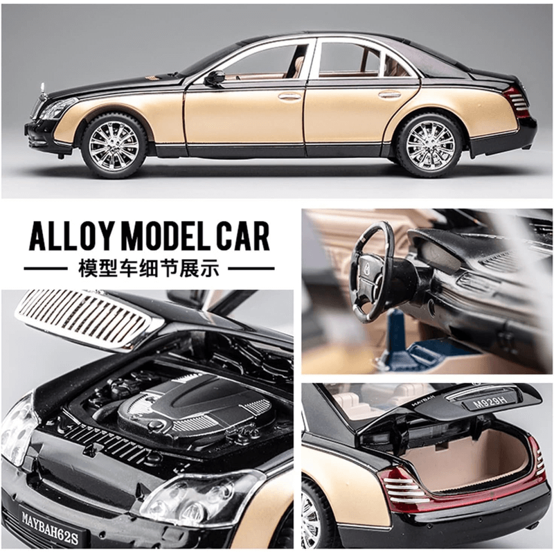 1:24 maybach 62s classic alloy die-cast model car with sound and light