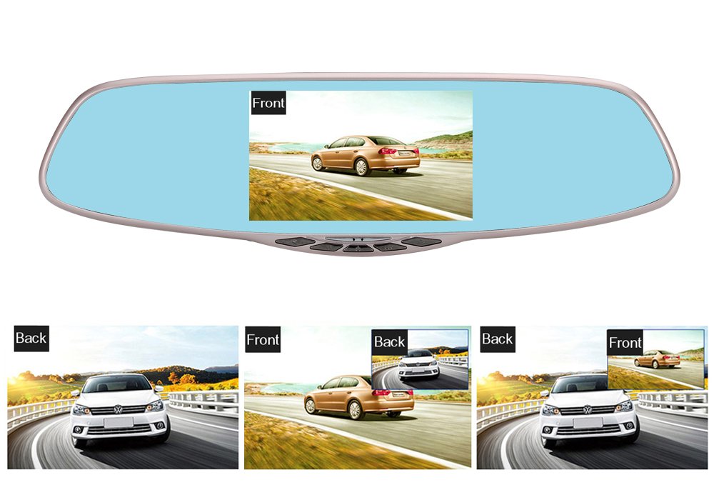 Full hd 1080p dual cameras on rearview mirror