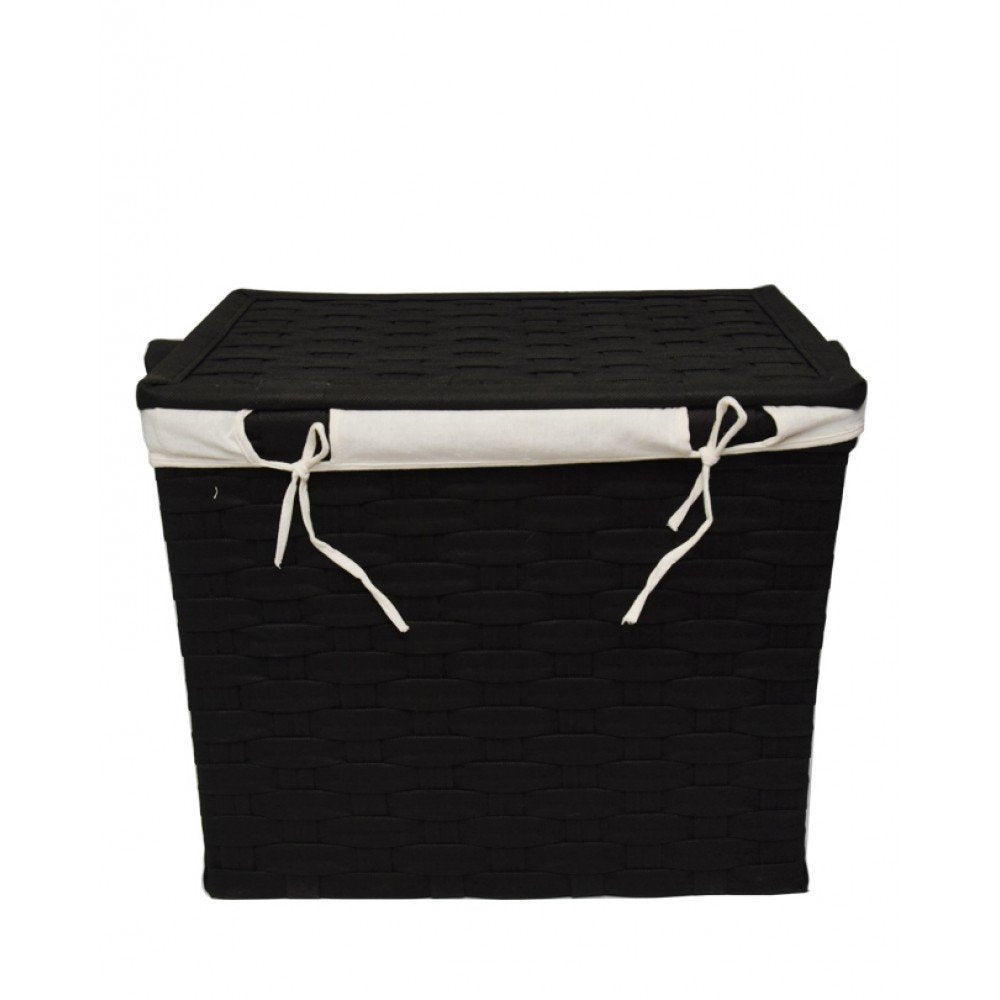 Pack of 3 flip interwoven strapping laundry baskets - black