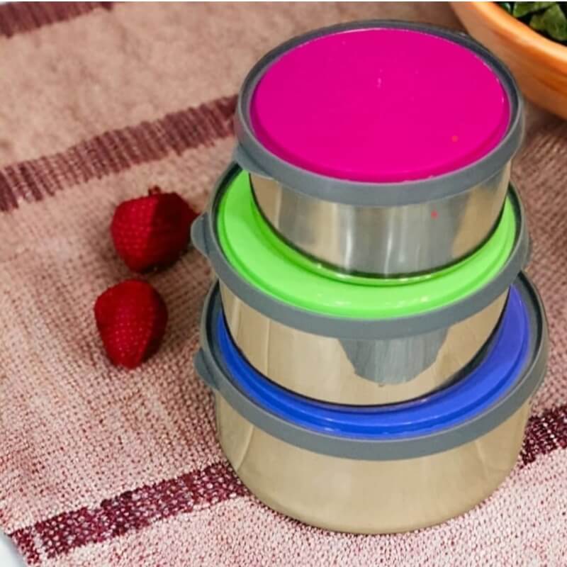 Stainless steel nesting bowls set with airtight lids - Prozone