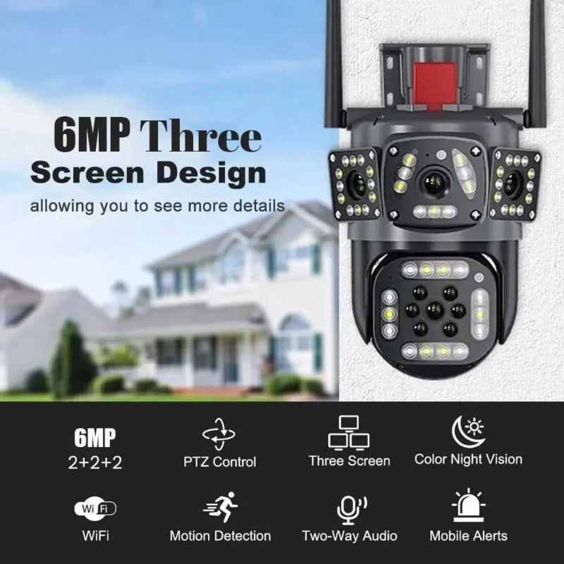 Speed-x ptz wifi outdoor security night vision camera with 3 lens - Prozone
