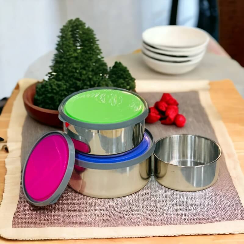 Stainless steel nesting bowls set with airtight lids - Prozone