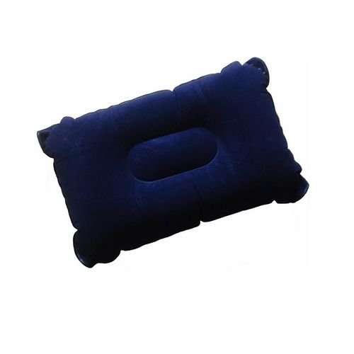 Portable air inflation pillow - dark blue