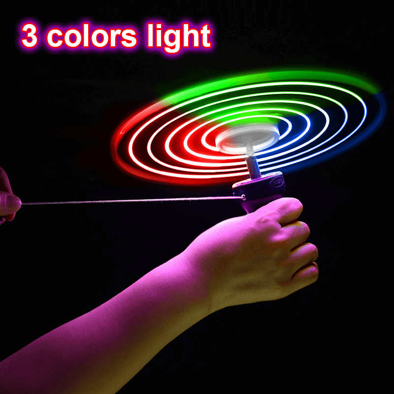 Led colorful pull string ufo toy