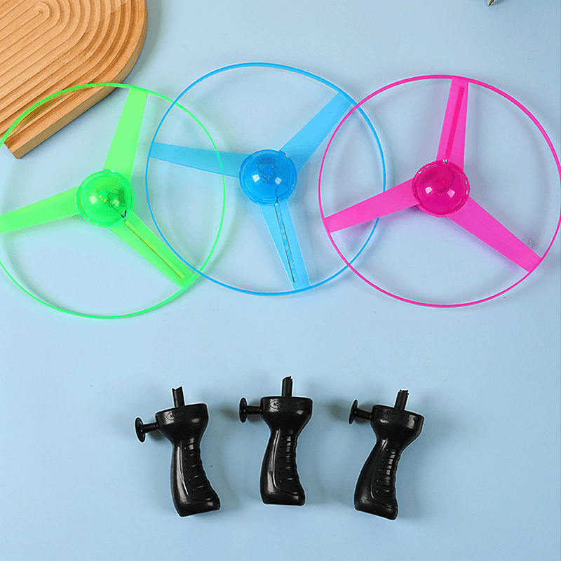 Led colorful pull string ufo toy