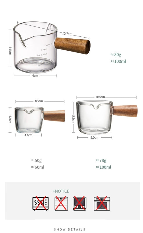 Double spout milk cup with wooden handle - Prozone