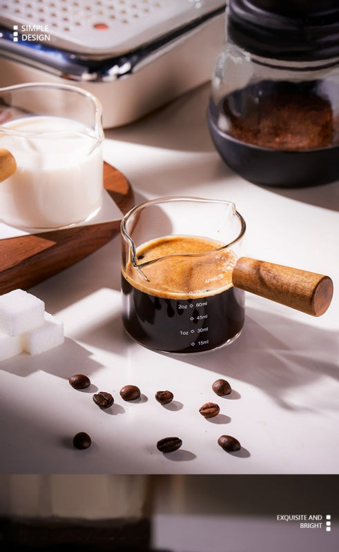 Double spout milk cup with wooden handle - Prozone