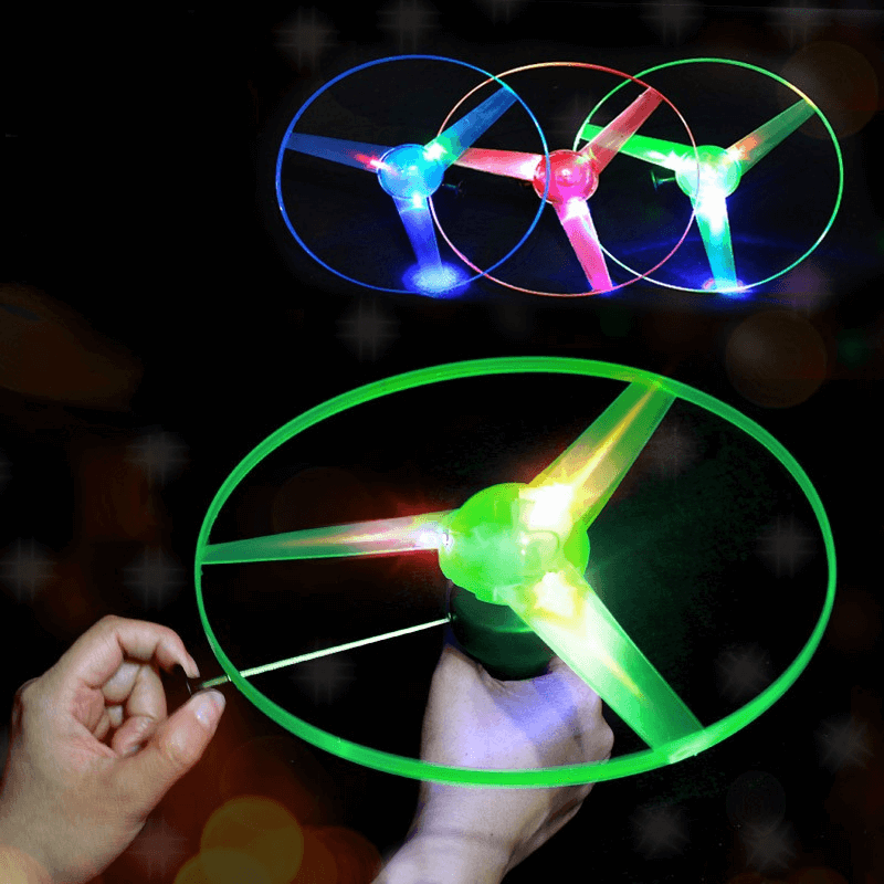 Led colorful pull string ufo toy