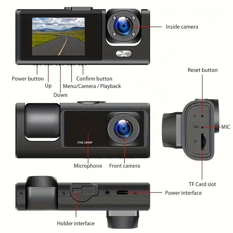 3 channel k02 dash cam 2.5k 1080p with builtin gps wifi - Prozone