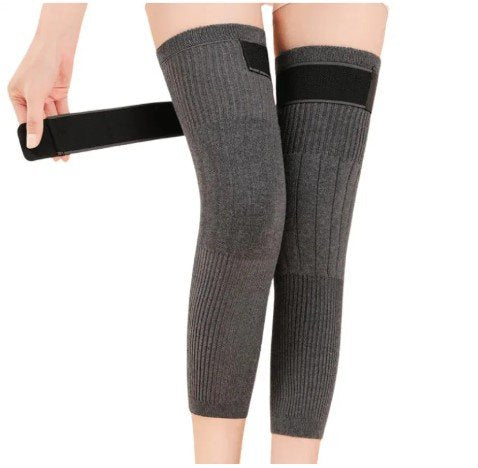 2 pcs non-slip cashmere wool knee pads brace leg warmer with strap adjustable for men & women