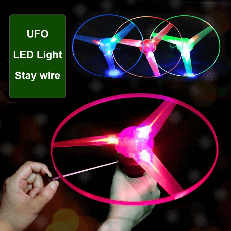 Led colorful pull string ufo toy