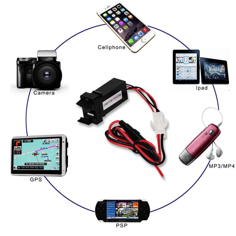 Dual usb car charger usb 2.1 a 2 port for toyota and honda
