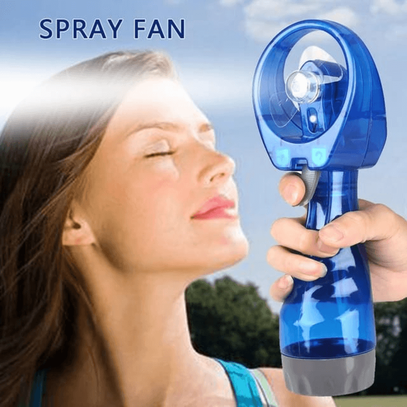 Portable hand held fan mist bottle cooling spray