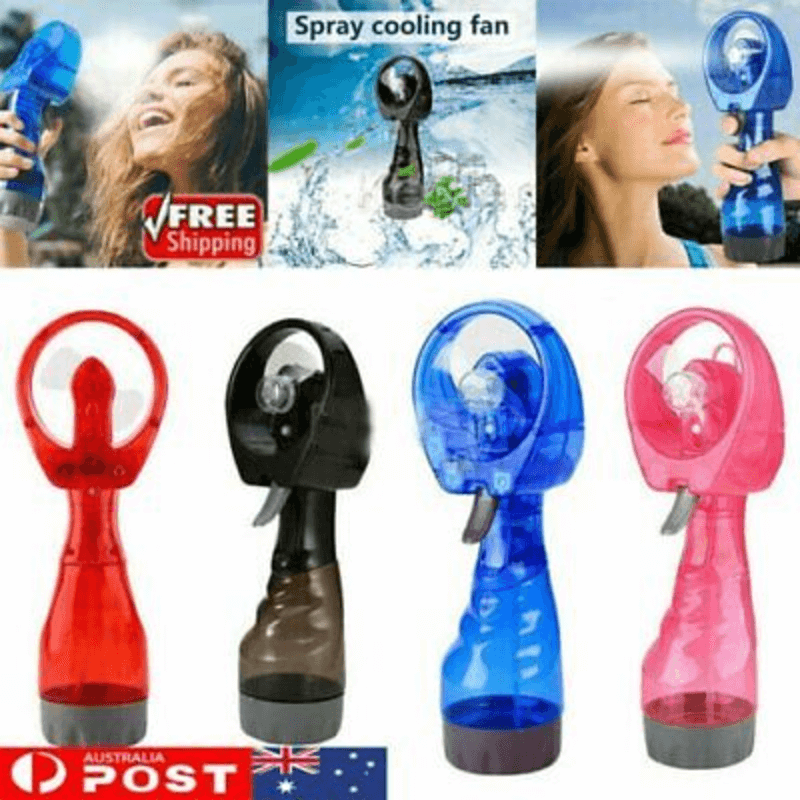 Portable hand held fan mist bottle cooling spray