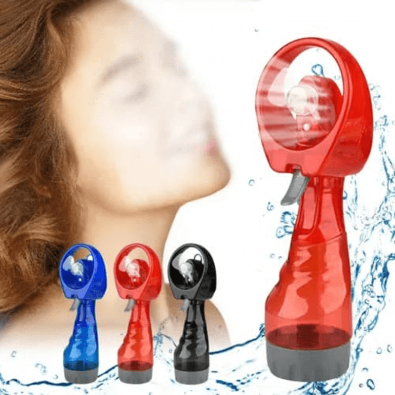 Portable hand held fan mist bottle cooling spray