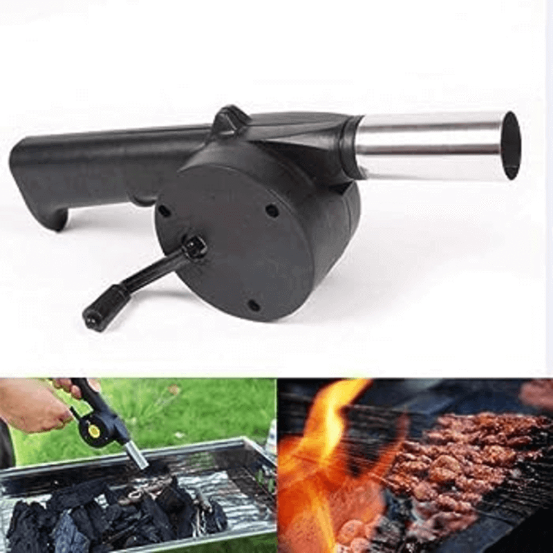 Hand crank powered bbq air blower fan