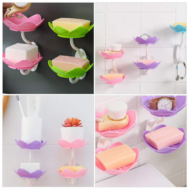 Wall mounted double layer lotus flower shaped soap holder - Prozone