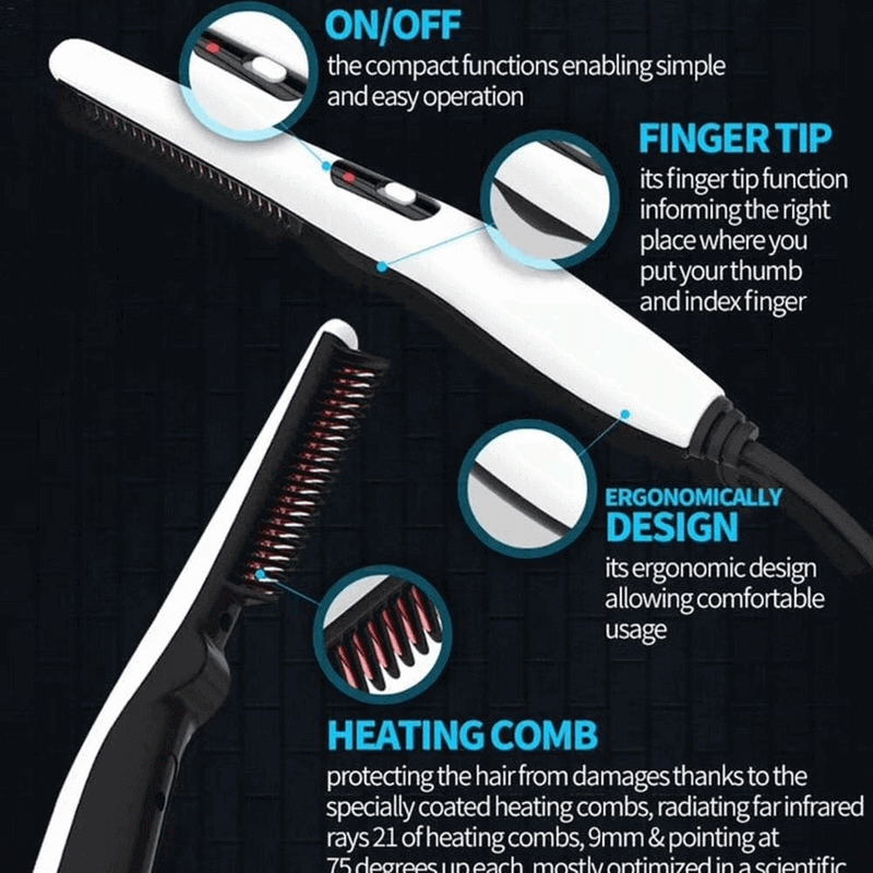 Multifunctional hair comb beard straightener curler