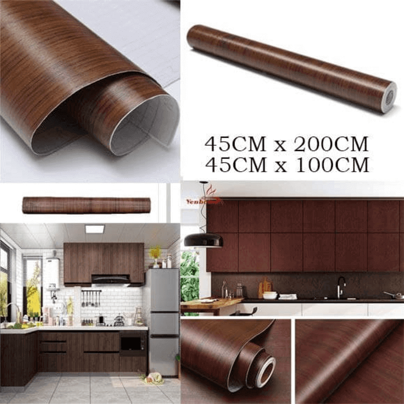 Pack of 2 wooden sheet pvc waterproof vinyl wallpaper 60x200cm
